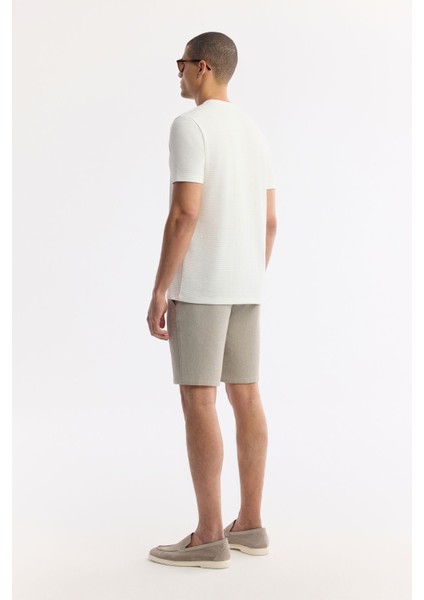 Erkek Ekru Regular Fit Bisiklet Yaka Jakar Dokulu T-shirt A51y1041 fırsatları