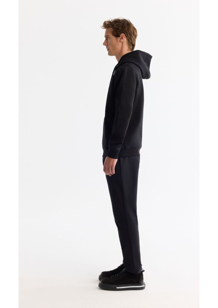 Erkek Siyah Kapüşonlu Pamuklu Baskılı Elastan Sweatshirt A42Y1322 modelleri