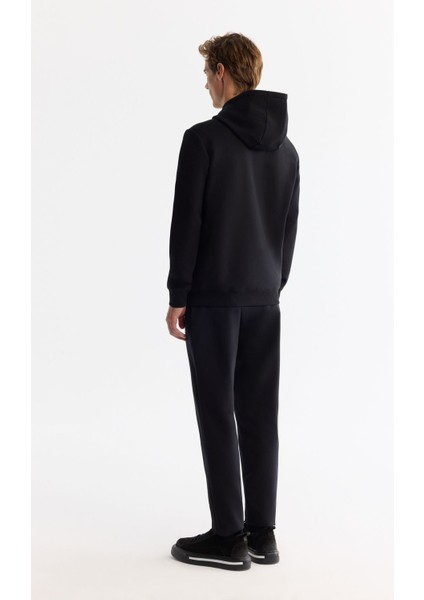 Erkek Siyah Kapüşonlu Pamuklu Baskılı Elastan Sweatshirt A42Y1322 fırsatları