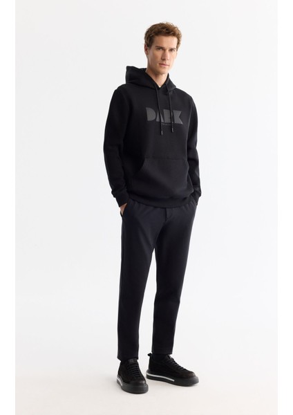 Erkek Siyah Kapüşonlu Pamuklu Baskılı Elastan Sweatshirt A42Y1322 indirimleri