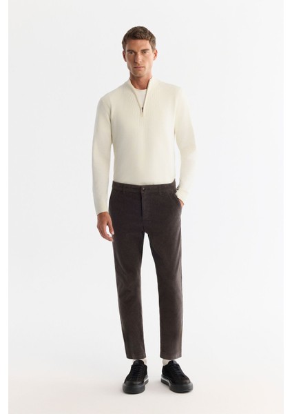 Erkek Antrasit Relaxed Fit Klasik Bel Kalın Fitilli Kadife Chino Pantolon A42y3017