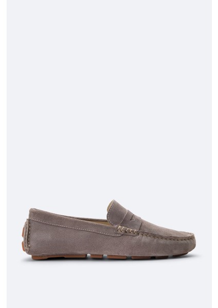 Erkek Vizon %100 Süet Loafer Ayakkabı B008001