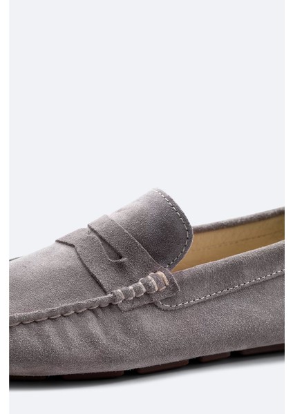 Erkek Vizon %100 Süet Loafer Ayakkabı B008001
