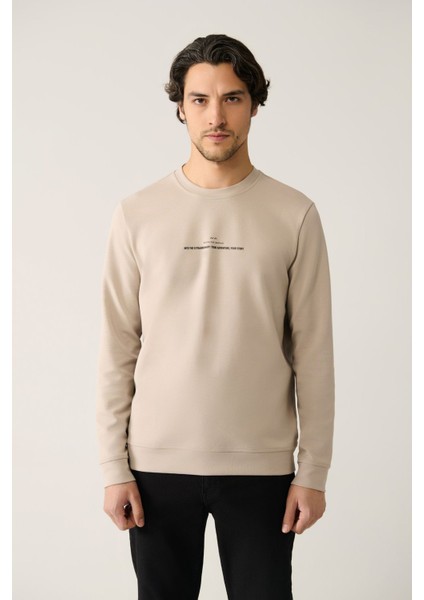 Erkek Taş Bisiklet Yaka İnterlok Baskılı Sweatshirt A41Y1246 modelleri