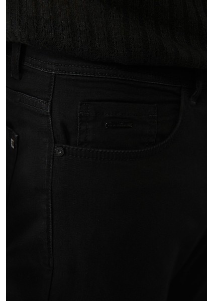 Erkek Siyah Rinse Yıkamalı Esnek Pamuklu Jean Pantolon A41y3513