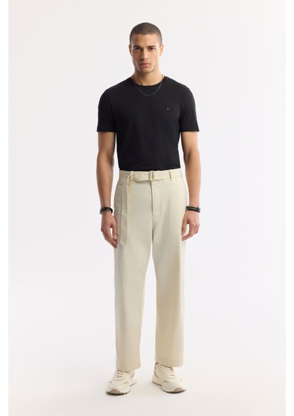 Erkek Bej Klasik Bel Ekstra Kemerli Sardes Baggy Fit Pantolon A51Y3027
