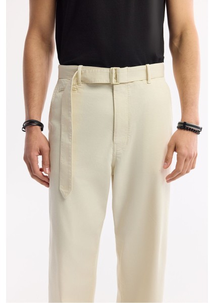 Erkek Bej Klasik Bel Ekstra Kemerli Sardes Baggy Fit Pantolon A51Y3027 fırsatları