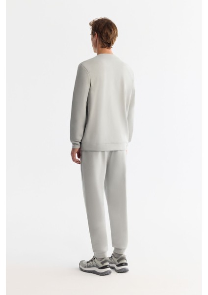Erkek Gri Bisiklet Yaka Esnek Yumuşak Doku Interlok Kumaş Sweatshirt B001100 modelleri