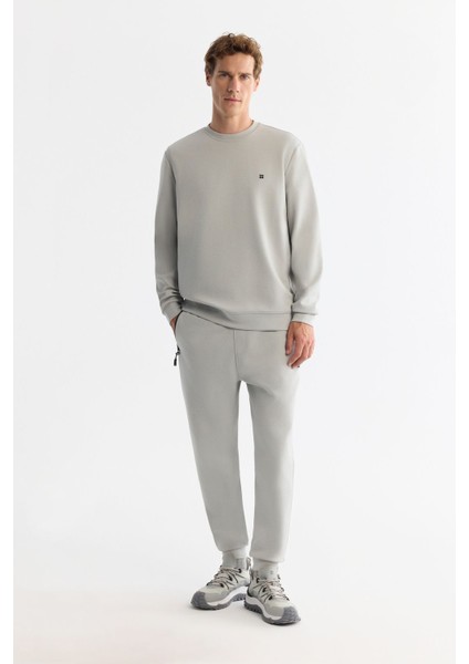 Erkek Gri Bisiklet Yaka Esnek Yumuşak Doku Interlok Kumaş Sweatshirt B001100 fırsatları