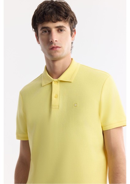 Erkek Sarı Regular Fit %100 Pamuk Hızlı Kuruyan Kıvrılmayan Polo Yaka T-Shirt B001032