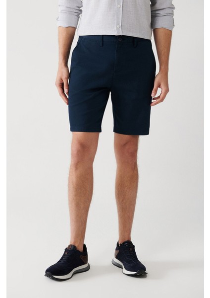 Erkek Lacivert Esnek Patara Chino Kanvas Şort B003730