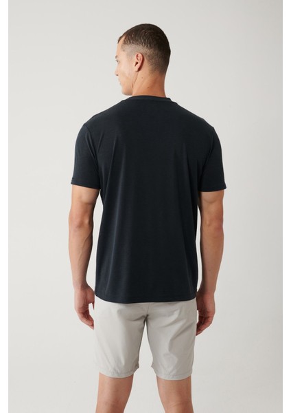 Erkek Antrasit Bisiklet Yaka Baskılı Soft Touch T-Shirt A41Y1032