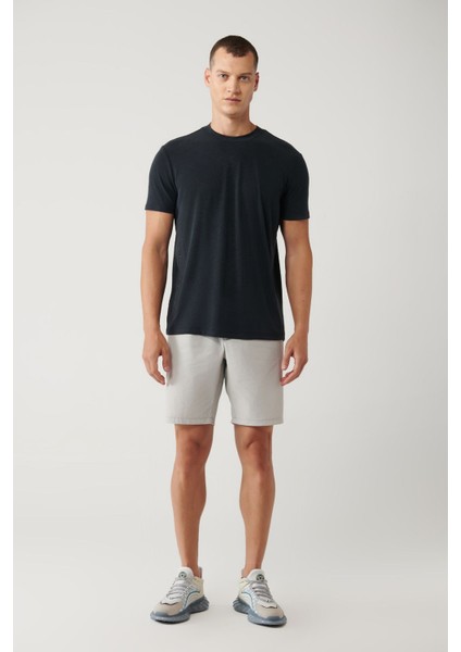 Erkek Antrasit Bisiklet Yaka Baskılı Soft Touch T-Shirt A41Y1032