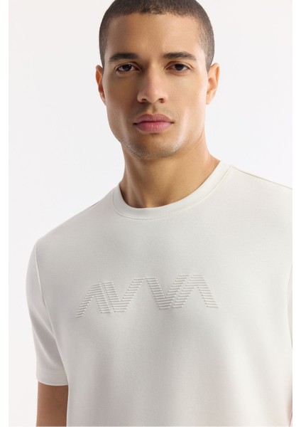 Erkek Beyaz Baskılı Bisiklet Yaka İnterlok T-Shirt A41Y1174 fiyatları