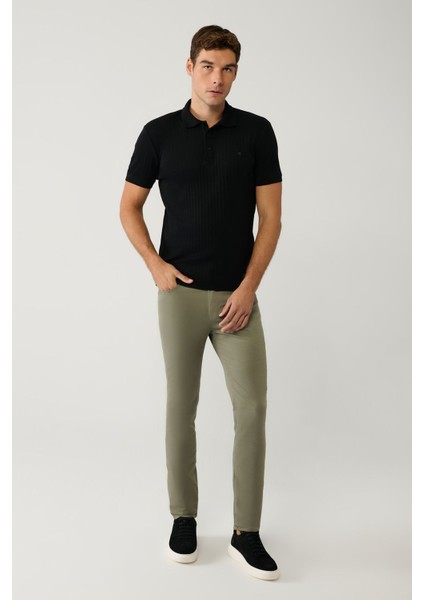 Erkek Siyah %100 Pamuk 3 Düğmeli Jakarlı Polo Yaka Regular Fit T-Shirt A41Y1354 indirimleri