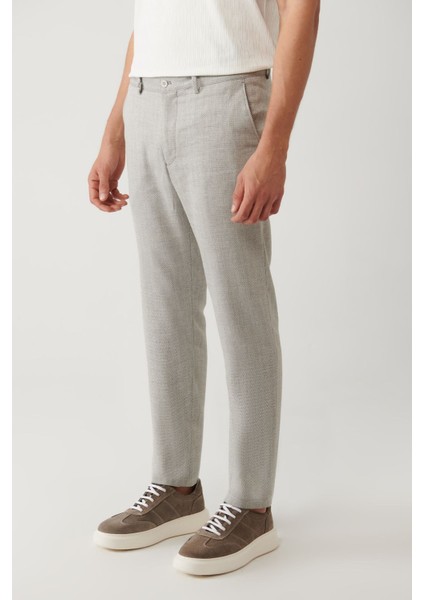 Erkek Gri Relaxed Fit Yandan Cepli Keten Karışımlı Lightweight Takım Elbise Pantolonu A41y3229 modelleri