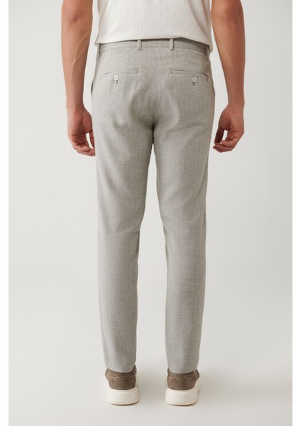 Erkek Gri Relaxed Fit Yandan Cepli Keten Karışımlı Lightweight Takım Elbise Pantolonu A41y3229 fırsatları