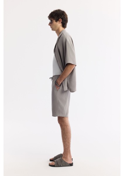 Erkek Nardo Gri Beli Lastikli Bağcıklı Soft Touch Relaxed Fit Şort A51Y3703 fiyatları