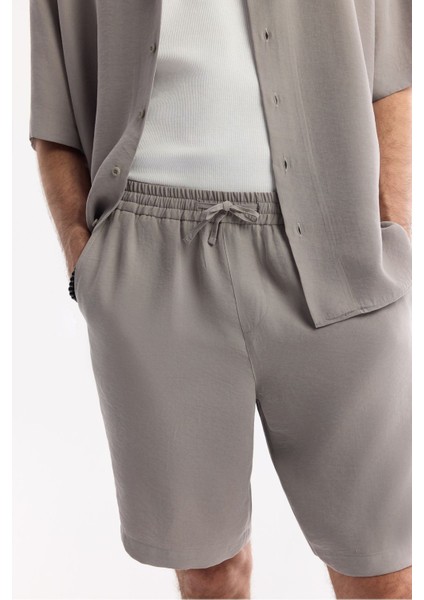 Erkek Nardo Gri Beli Lastikli Bağcıklı Soft Touch Relaxed Fit Şort A51Y3703 fırsatları