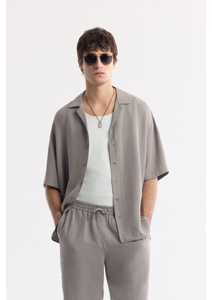 Erkek Nardo Gri Beli Lastikli Bağcıklı Soft Touch Relaxed Fit Şort A51Y3703