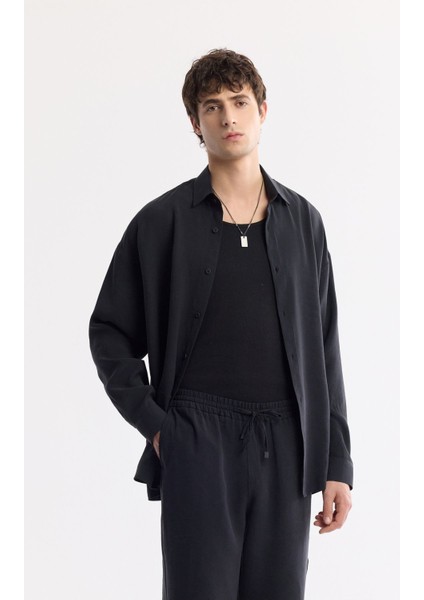 Erkek Siyah Relaxed Fit Beli Lastikli Bağcıklı Soft Touch Pantolon A51Y3031