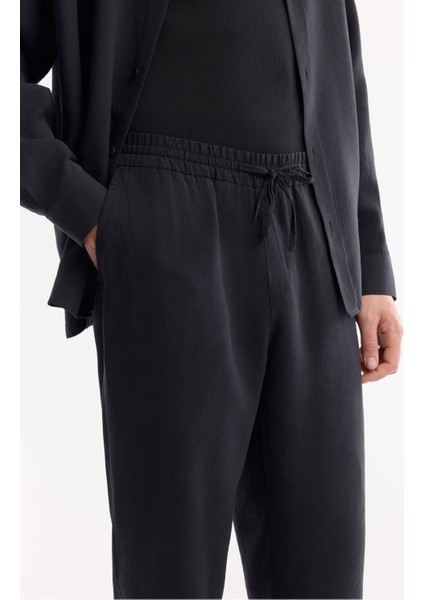Erkek Siyah Relaxed Fit Beli Lastikli Bağcıklı Soft Touch Pantolon A51Y3031