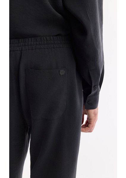 Erkek Siyah Relaxed Fit Beli Lastikli Bağcıklı Soft Touch Pantolon A51Y3031
