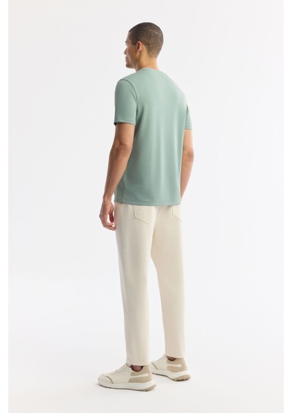Erkek Nil Yeşili Regular Fit Bisiklet Yaka Puff Print T-Shirt A51Y1004