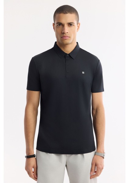Erkek Siyah Kırılmaz Polo Yaka Magnet Düğme Teknik Kumaş T-Shirt A51Y1155 indirimleri