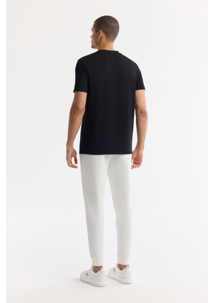 Erkek Siyah Regular Fit Bisiklet Yaka Baskılı Bi Stretch İnterlok T-Shirt A51Y1131