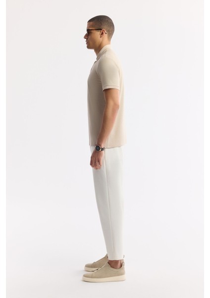 Erkek Bej Regular Fit %100 Pamuk Hızlı Kuruyan Kıvrılmayan Polo Yaka T-Shirt B001032