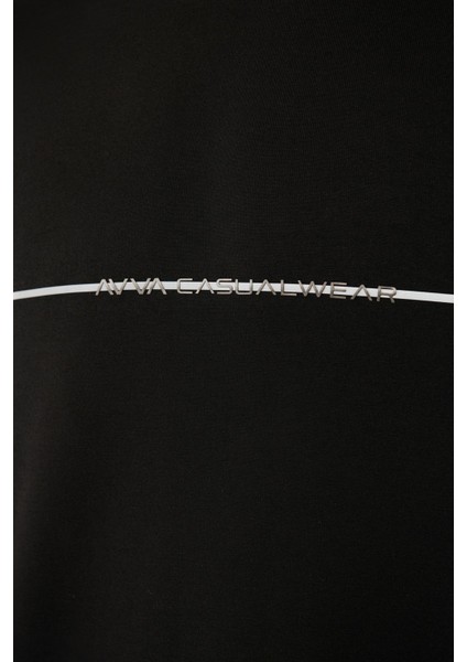 Erkek Siyah Bisiklet Yaka Baskılı Interlok T-shirt A41y1132 indirimleri