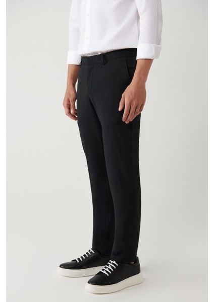 Erkek Siyah Slim Fit Yandan Cepli Su Itici Bi Stretch Kumaş Lightweight Takım Elbise Pantolonu A41y3 modelleri