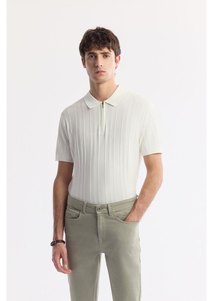 Erkek Haki Slim Fit Akar Boya Jean Pantolon A51y3515