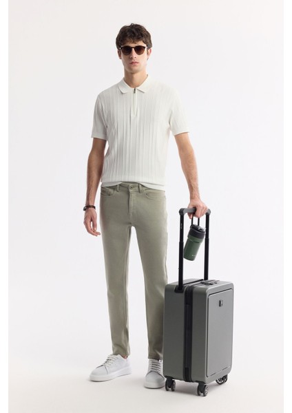 Erkek Haki Slim Fit Akar Boya Jean Pantolon A51y3515