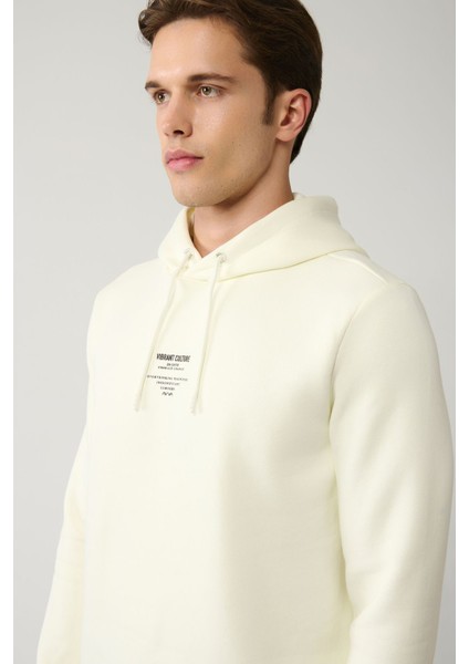 Erkek Ekru Kapüşonlu 3 Iplik Şardonlu Baskılı Sweatshirt A41y1247 fiyatları