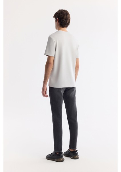 Erkek Gri Bisiklet Yaka Puff Print T-shirt A51y1004 fırsatları