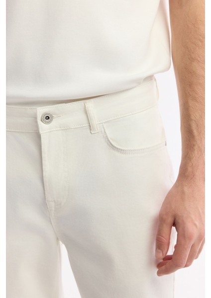 Erkek Kırık Beyaz Slim Fit Klasik Bel Armürlü Pamuklu 5 Cep Pantolon B003038 fırsatları