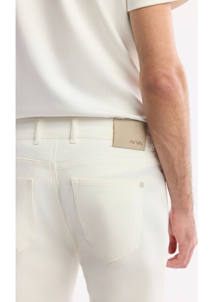 Erkek Kırık Beyaz Slim Fit Klasik Bel Armürlü Pamuklu 5 Cep Pantolon B003038 indirimleri