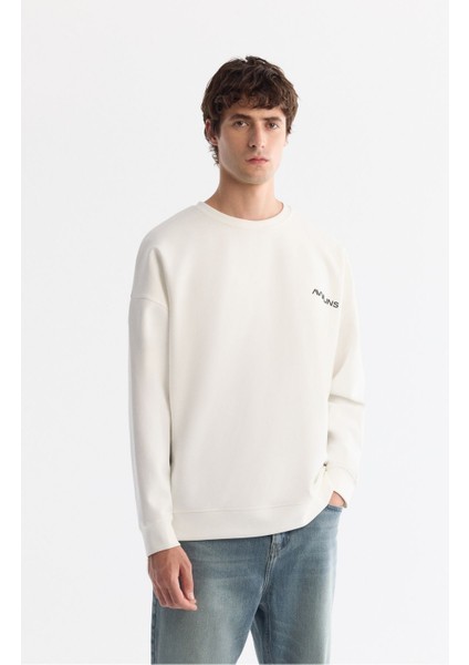 Erkek Ekru Bisiklet Yaka Elastan Sweatshirt A42y1248