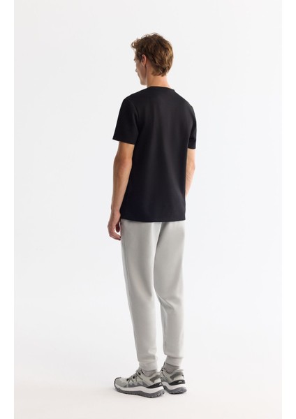 Erkek Siyah Bisiklet Yaka Baskılı Elastan T-shirt A42y1007 fırsatları
