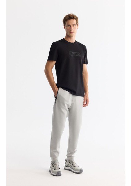 Erkek Siyah Bisiklet Yaka Baskılı Elastan T-shirt A42y1007 indirimleri