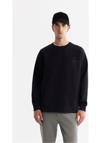 Erkek Siyah Bisiklet Yaka Elastan Sweatshirt A42y1248