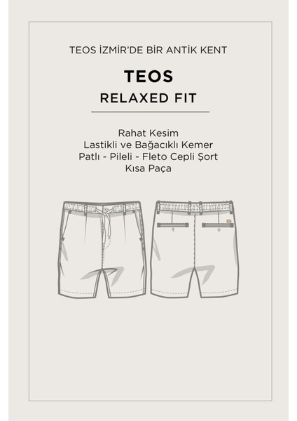 Erkek Kırık Relaxed Fit Beyaz Beli Lastikli Dokulu Teos Şort B003731
