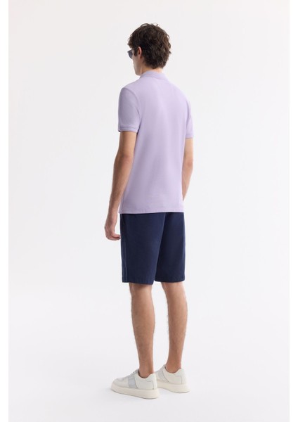 Erkek Lila Regular Fit %100 Pamuk Hızlı Kuruyan Kıvrılmayan Polo Yaka T-Shirt B001032