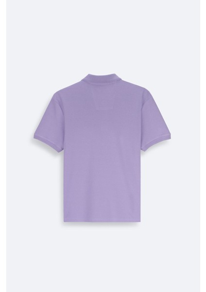 Erkek Lila Regular Fit %100 Pamuk Hızlı Kuruyan Kıvrılmayan Polo Yaka T-Shirt B001032