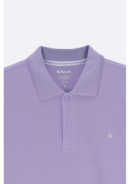 Erkek Lila Regular Fit %100 Pamuk Hızlı Kuruyan Kıvrılmayan Polo Yaka T-Shirt B001032
