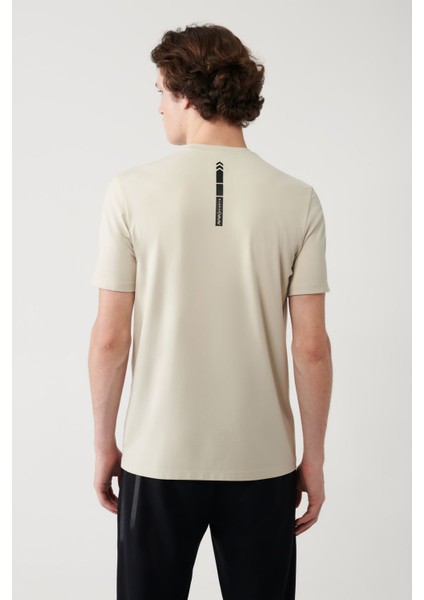 Erkek Bej Bisiklet Yaka Baskılı Soft Touch T-shirt A41y1037 fırsatları