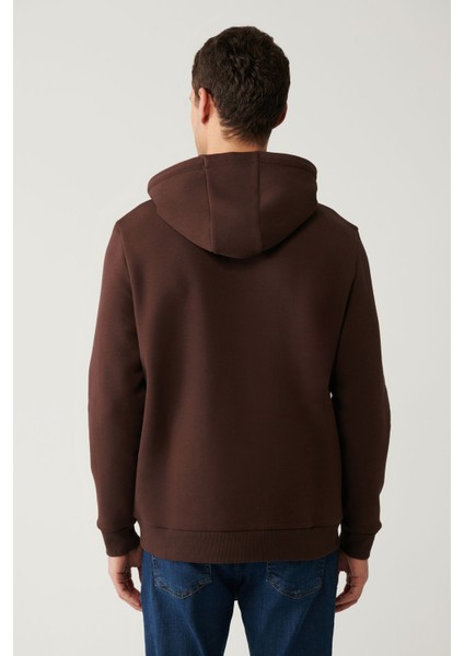 Erkek Kahverengi Kapüşonlu 3 Iplik Şardonlu Baskılı Sweatshirt A41y1247 fırsatları