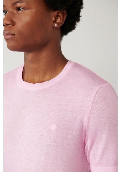 Erkek Pembe Bisiklet Yaka Garment Dyed T-shirt A41y5074 fiyatları